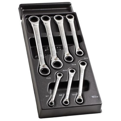 Facom 65 Series Ratchet Polygon Wrenches Series 7-Piece Ring Spanner Set, 6 in, 7 in, 8 in, 9 in, 10 in, 11 in, 12 in,