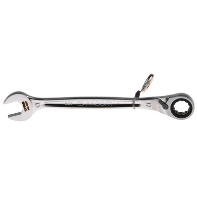 Facom Combination Ratchet Spanner, 17mm, Metric, Height Safe, Double Ended, 225 mm Overall