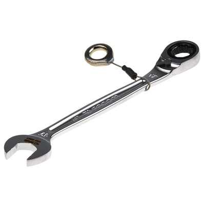 Facom Combination Ratchet Spanner, 17mm, Metric, Height Safe, Double Ended, 225 mm Overall