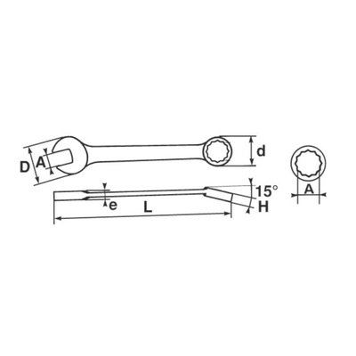 SAM Combination Spanner, 17mm, Metric, Height Safe, Double Ended, 198 mm Overall