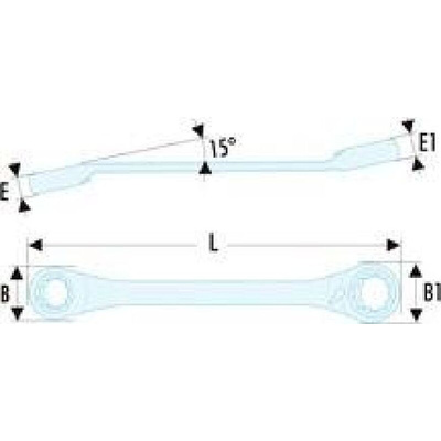 Facom Ratchet Spanner, Imperial, Double Ended, 115 mm Overall