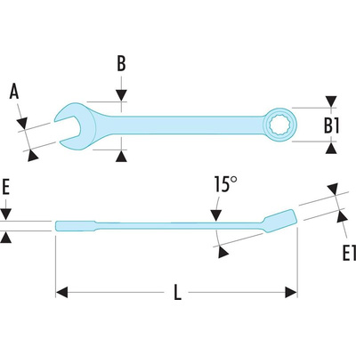 Facom Combination Spanner, 17mm, Metric, Double Ended, 165 mm Overall