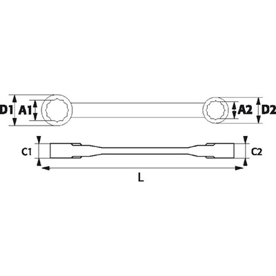 SAM 106C Series Ratchet Ring Spanner, 12mm, Metric, 166 mm Overall
