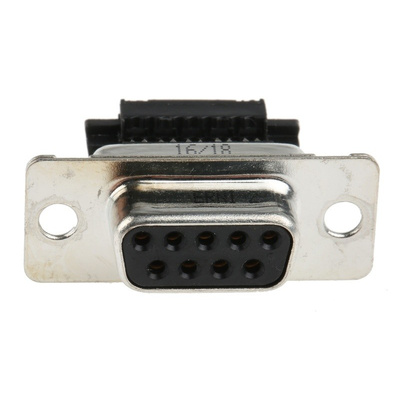 ERNI TMC-SK 9 Way Right Angle Cable Mount D-sub Connector Socket, 1.27mm Pitch