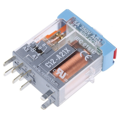 Releco, 230V ac Coil Non-Latching Relay DPDT, 5A Switching Current PCB Mount
