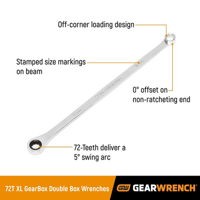 GearWrench Ratchet Spanner, 10mm, Metric, Double Ended, 241 mm Overall