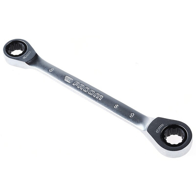 Facom Ratchet Ring Spanner, 8mm, Metric, Double Ended, 128 mm Overall