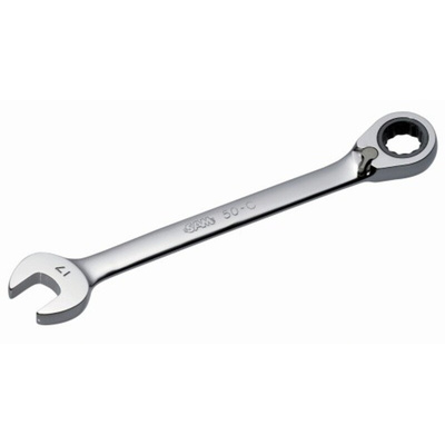SAM Combination Ratchet Spanner, 19mm, Metric, Height Safe, Double Ended, 248.2 mm Overall