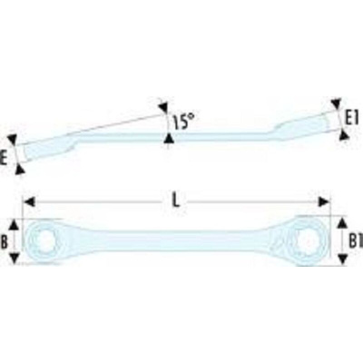 Facom Ratchet Spanner, Imperial, Double Ended, 115 mm Overall