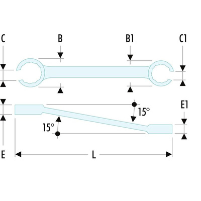 Facom Flare Nut Spanner, 24mm, Metric, Double Ended, 260 mm Overall