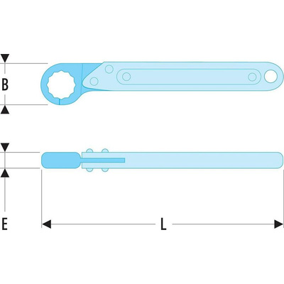 Facom Flare Nut Spanner, 22mm, Metric, 233 mm Overall