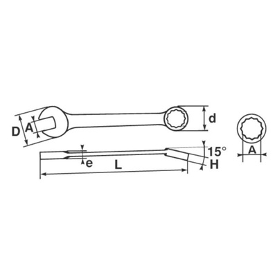 SAM Combination Spanner, 15mm, Metric, Height Safe, Double Ended, 178 mm Overall