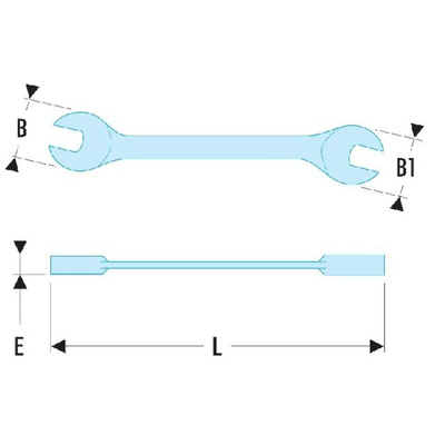 Facom Double Ended Open Spanner, 6 x 7mm, Metric, Double Ended, 148 mm Overall