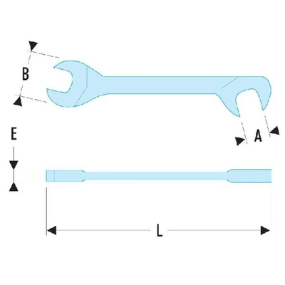 Facom Open Ended Spanner, 3.2mm, Metric, Double Ended, 70 mm Overall