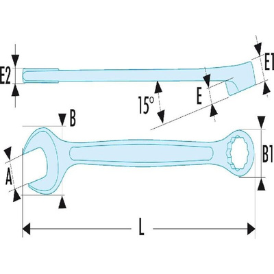 Facom Combination Spanner, Imperial, Double Ended, 274 mm Overall