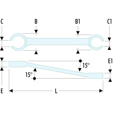 Facom Flare Nut Spanner, 36mm, Metric, Double Ended, 320 mm Overall