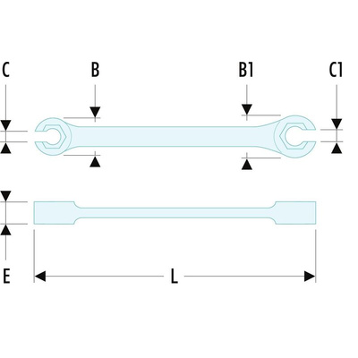 Facom Flare Nut Spanner, 17mm, Metric, Double Ended, 162 mm Overall
