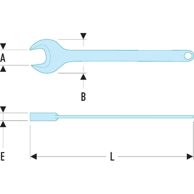 Facom Open Ended Spanner, 65mm, Metric, 488 mm Overall
