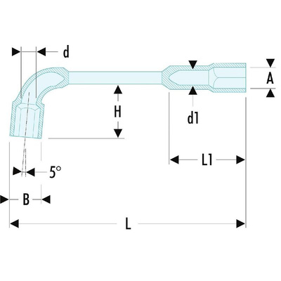 Facom Tubular Box Spanner, 370 mm Overall