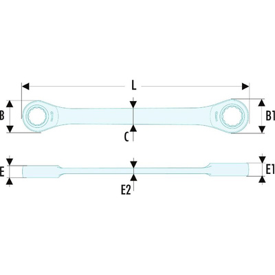 Facom Ratchet Ring Spanner, 8mm, Metric, Double Ended, 128 mm Overall