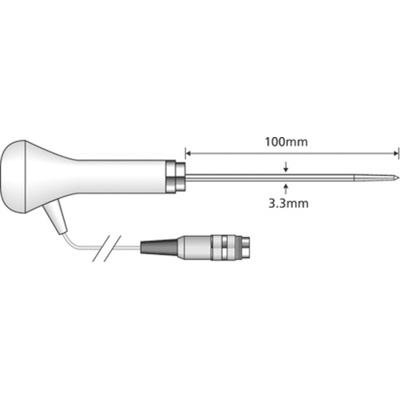 Comark Food Penetration Probe PX22L for use with Comark C20 C21 C22 N9094 With 3.3mm Probe Diameter