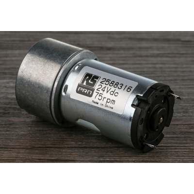 RS PRO Geared DC Geared Motor, 24 V dc, 20 Ncm, 75 rpm, 5mm Shaft Diameter