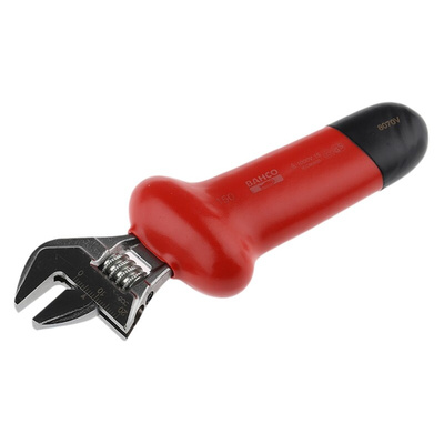 Bahco Adjustable Spanner, 165 mm Overall, 20mm Jaw Capacity, Insulated Handle, VDE/1000V