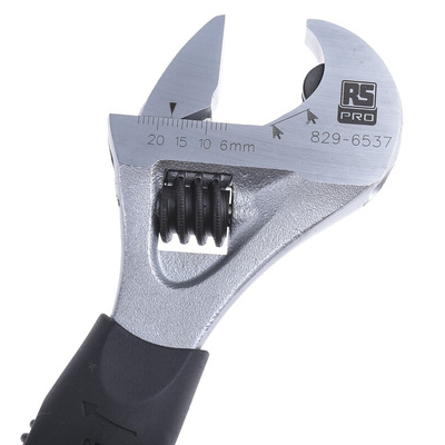 RS PRO Adjustable Spanner, 207 mm Overall, 24mm Jaw Capacity, Plastic Handle