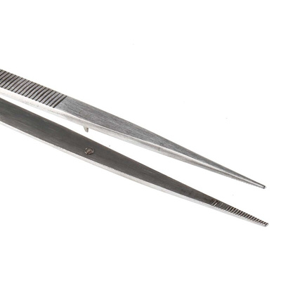 RS PRO 150 mm, Stainless Steel, Serrated, Tweezers