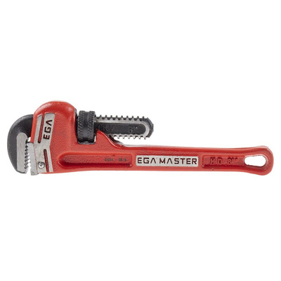 Ega-Master Pipe Wrench, 203.2 mm Overall, 25.4mm Jaw Capacity, Metal Handle