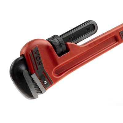 Ega-Master Pipe Wrench, 609.6 mm Overall, 76.2mm Jaw Capacity, Metal Handle