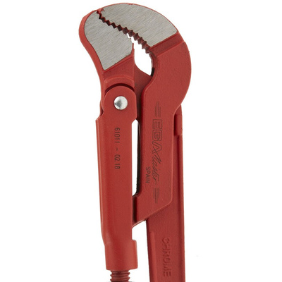 Ega-Master Pipe Wrench, 330.0 mm Overall, 25.4mm Jaw Capacity, Metal Handle