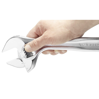 Facom Adjustable Spanner, 376 mm Overall, 50mm Jaw Capacity, Metal Handle