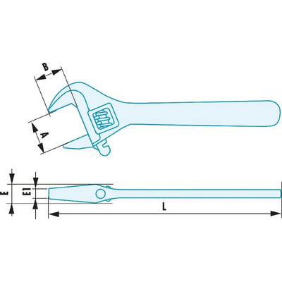 Facom Adjustable Spanner, 250 mm Overall, 30mm Jaw Capacity, Metal Handle, Non-Sparking