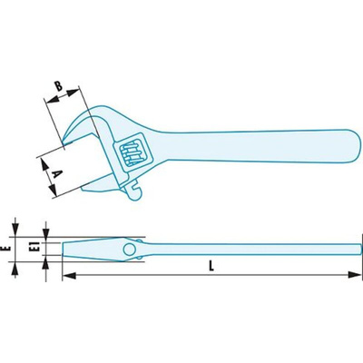 Facom Adjustable Spanner, 150 mm Overall, 18mm Jaw Capacity, Metal Handle, Non-Sparking