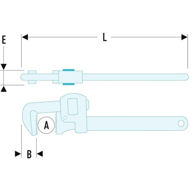 Facom Pipe Wrench, 900 mm Overall