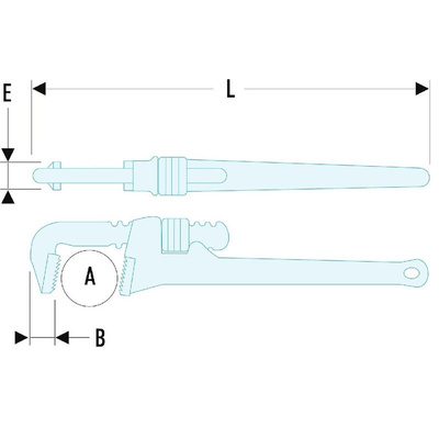Facom Pipe Wrench, 450 mm Overall, 76mm Jaw Capacity