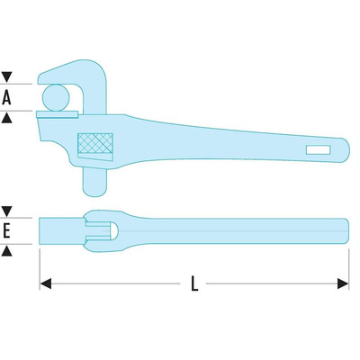 Facom Pipe Wrench, 350 mm Overall, 49mm Jaw Capacity