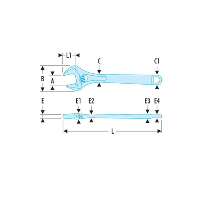 Facom Adjustable Spanner, Bi-Material Handle