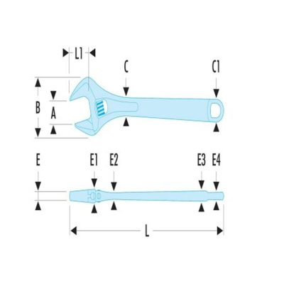 Facom Adjustable Spanner, 150 mm Overall, 23mm Jaw Capacity, Metal Handle