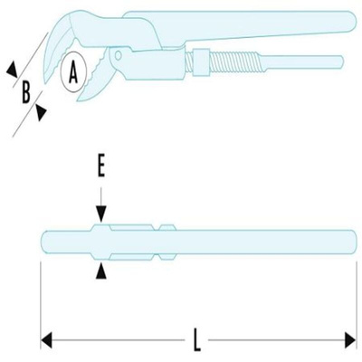 Facom Pipe Wrench, 600 mm Overall, 60mm Jaw Capacity, Metal Handle, Non-Sparking