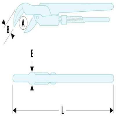 Facom Pipe Wrench, 345 mm Overall, 34mm Jaw Capacity, Metal Handle