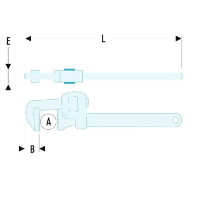 Facom Pipe Wrench, 450 mm Overall, 60mm Jaw Capacity, Metal Handle