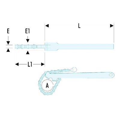 Facom Chain Wrench, 600 mm Overall, 140mm Jaw Capacity, Metal Handle