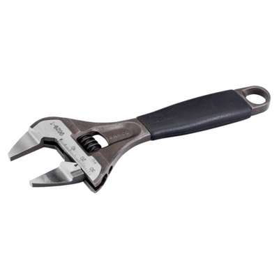 Bahco Adjustable Spanner, 170 mm Overall, 32mm Jaw Capacity, Rubberized Comfort Grip Handle