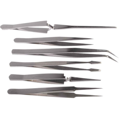 RS PRO Nickel Plated Steel, Tweezer Set