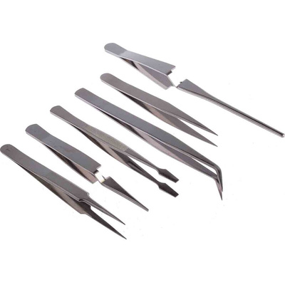 RS PRO Nickel Plated Steel, Tweezer Set