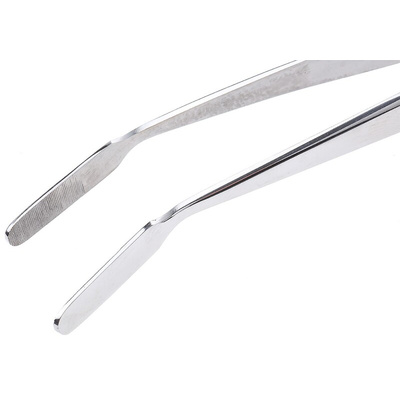 RS PRO 150 mm, Stainless Steel, Flat; Serrated, Tweezers