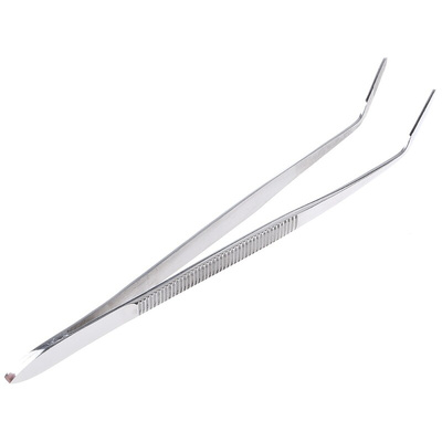 RS PRO 150 mm, Stainless Steel, Flat; Serrated, Tweezers
