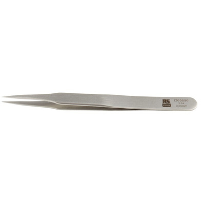 RS PRO 120 mm, Stainless Steel, Flat, Tweezers